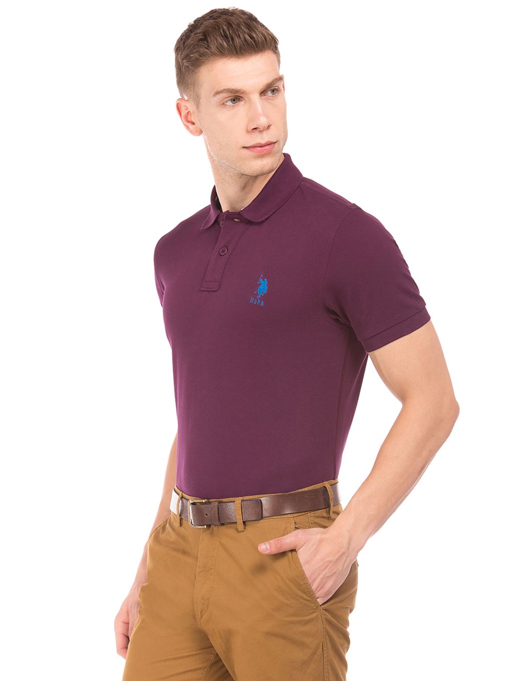 U.S. Polo Assn. Men Casual Wear Purple T-Shirt